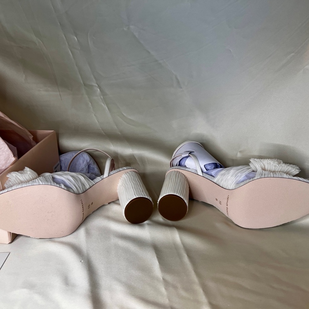 Loeffler Randall Camellia White Pleated Bow Heel - Picture 3 of 5